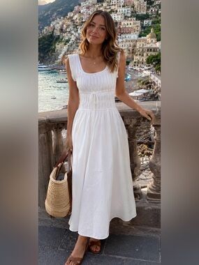 Blu Pepper White Knit & Cotton Midi Dress | Size XL NWOT
